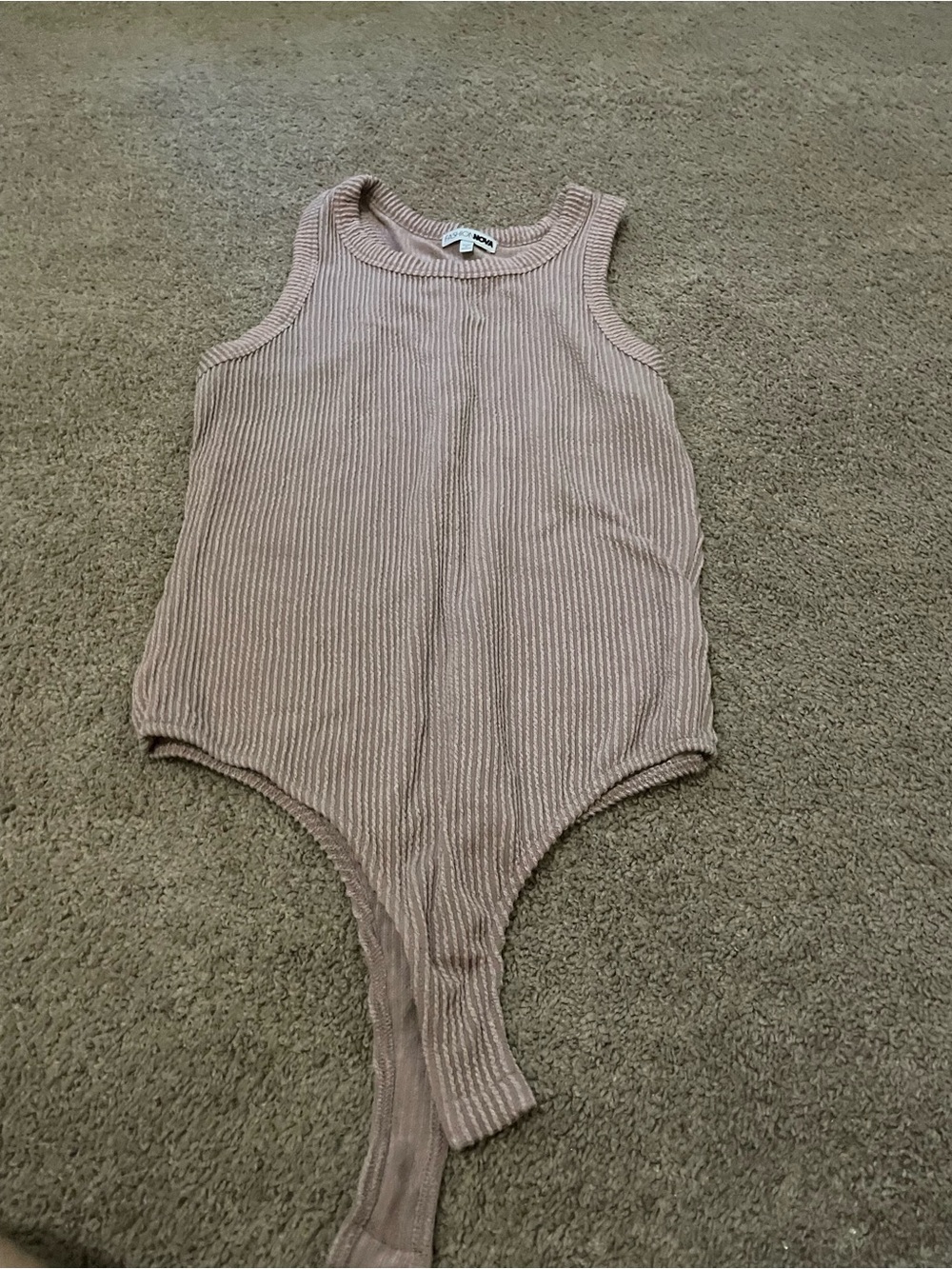 Fashion Nova Ribbed Tank One-Piece Bodysuit in Blush